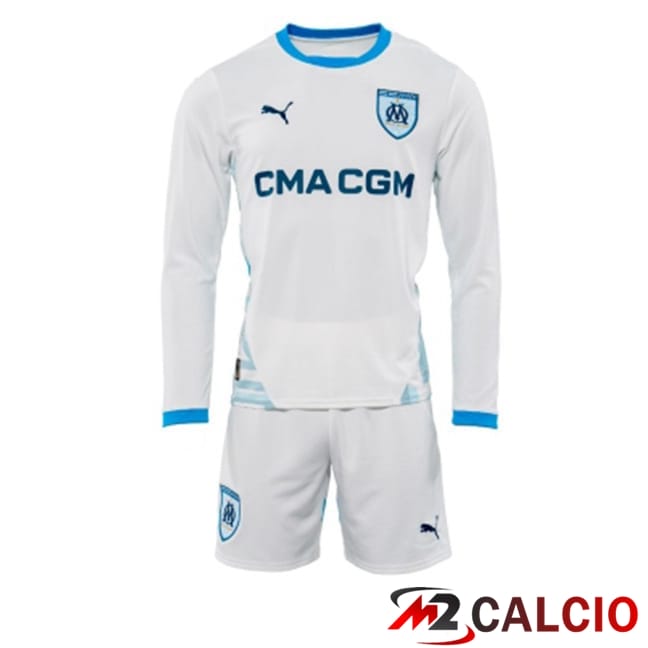 Maglie Calcio Marsiglia OM Bambino Prima Manica Lunga Bianco 2024/2025