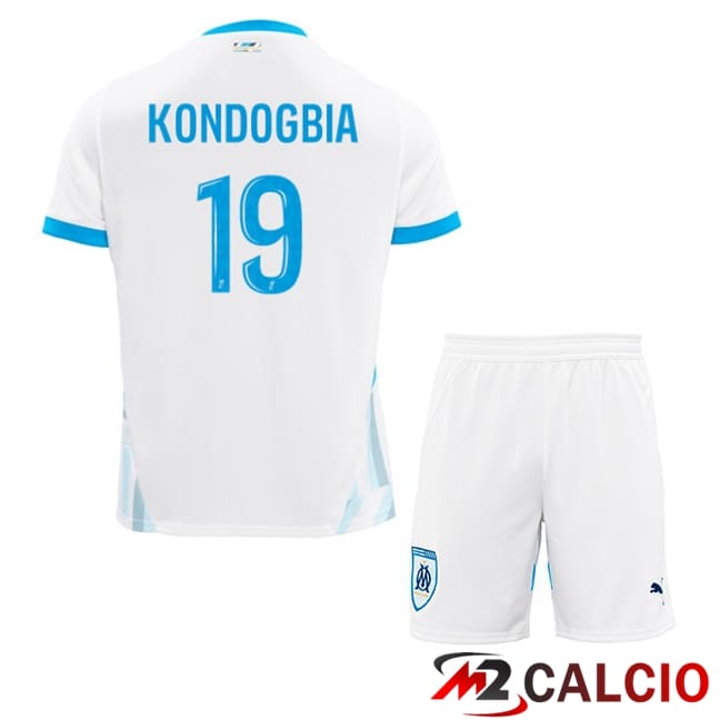 Maglie Calcio Marsiglia OM (KONDOGBIA 19) Bambino Prima Bianco 2024/2025