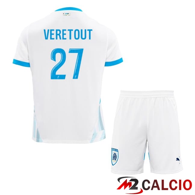 Maglie Calcio Marsiglia OM (VERETOUT 27) Bambino Prima Bianco 2024/2025