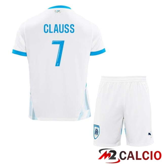 Maglie Calcio Marsiglia OM (CLAUSS 7) Bambino Prima Bianco 2024/2025