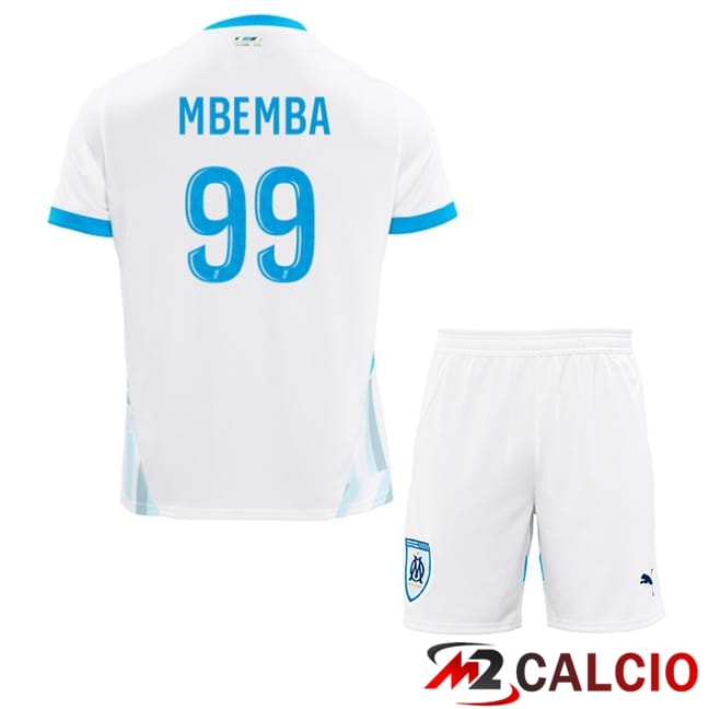 Maglie Calcio Marsiglia OM (MBEMBA 99) Bambino Prima Bianco 2024/2025