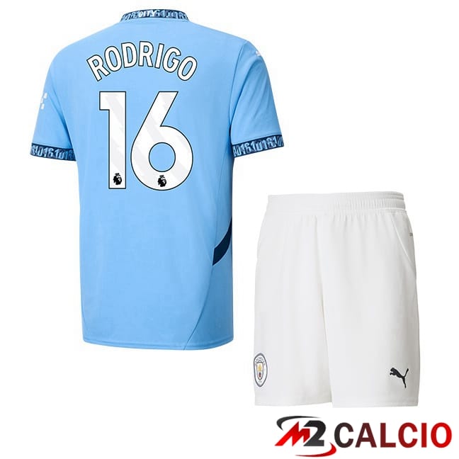 Maglie Calcio Manchester City (Rodrigo 16) Bambino Prima Blu 2024/2025