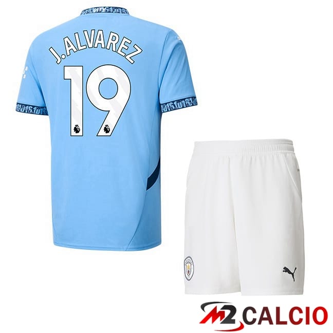 Maglie Calcio Manchester City (Julián Álvarez 19) Bambino Prima Blu 2024/2025