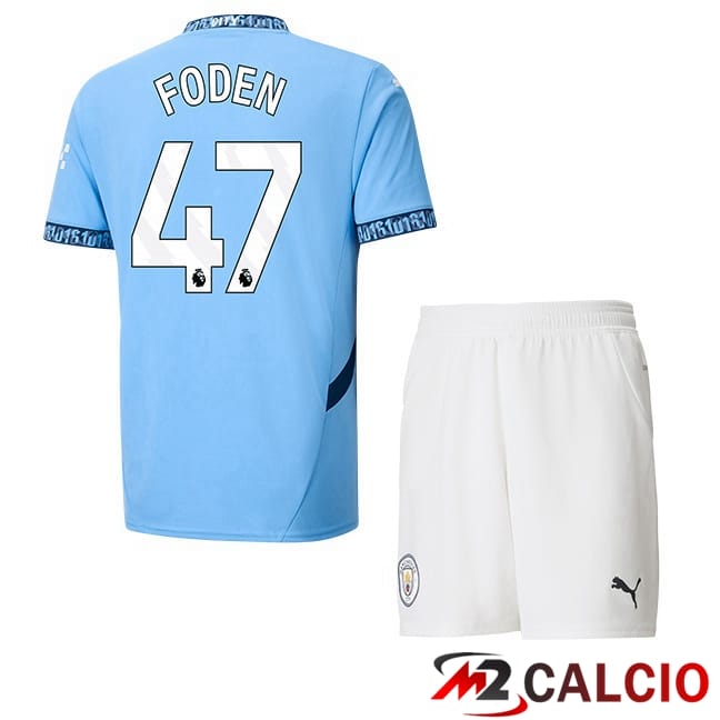Maglie Calcio Manchester City (Phil Foden 47) Bambino Prima Blu 2024/2025