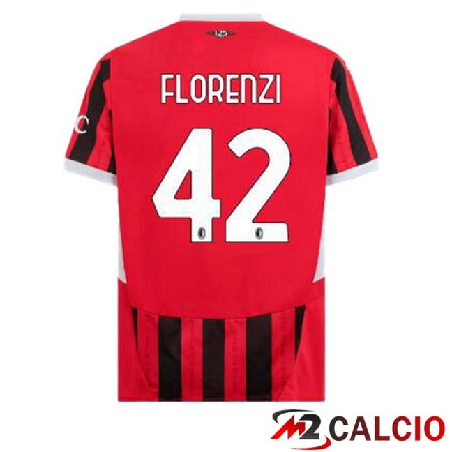 Maglie Calcio AC Milan (Florenzi 42) Prima Rosso Nero 2024/2025
