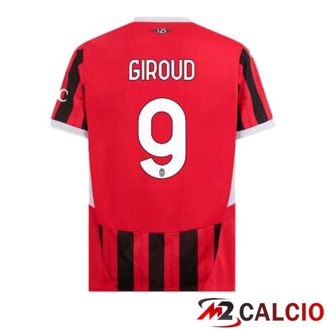 Maglie Calcio AC Milan (Giroud 9) Prima Rosso Nero 2024/2025
