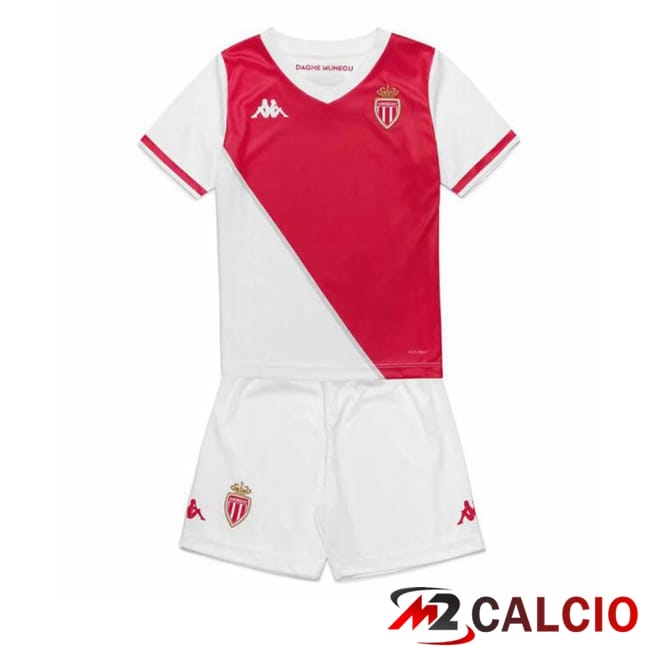 Maglie Calcio AS Monaco Bambino Prima Bianco Rosso 2024/2025