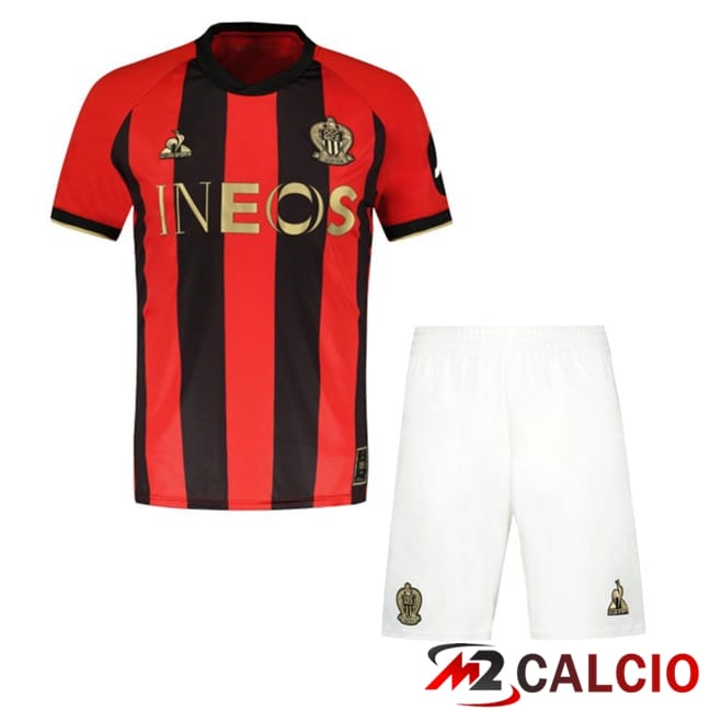 Maglie Calcio OGC Nice Bambino Prima Rosso Nero 2024/2025