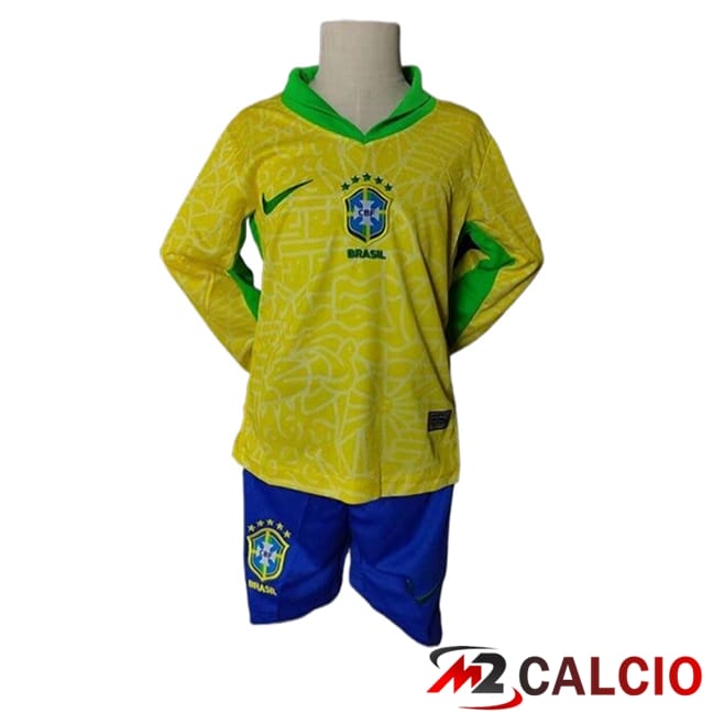 Maglie Calcio Brasile Bambino Prima Manica Lunga 2024/2025