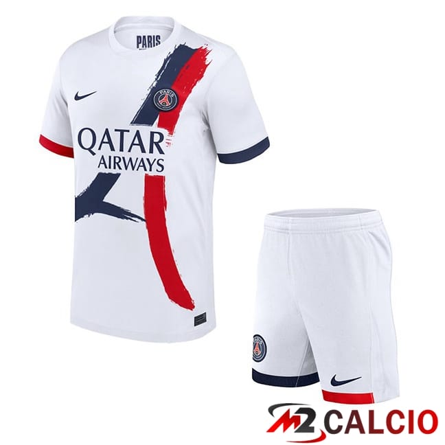 Maglie Calcio Paris PSG Bambino Seconda Bianco 2024/2025