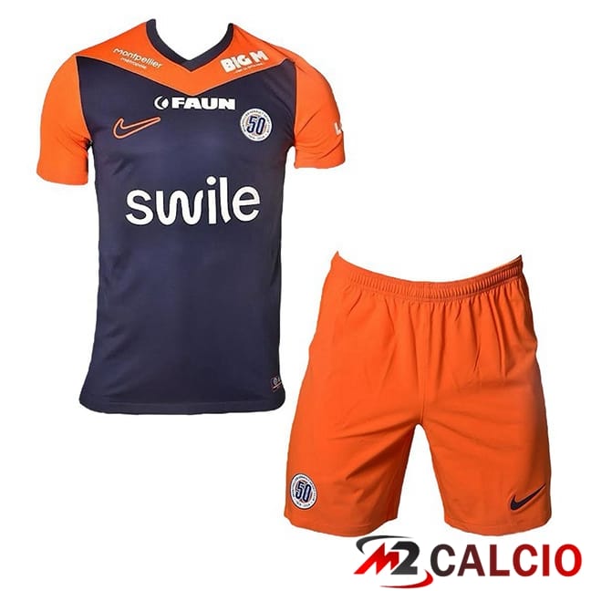 Maglie Calcio Montpellier HSC Bambino Prima Blu Arancia 2024/2025