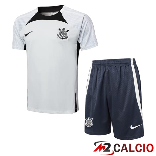 Insieme T Shirt Allenamento Corinthians + Pantaloncini Grigio 2024/2025