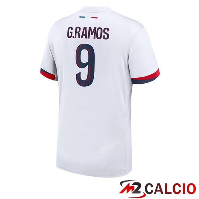 Maglie Calcio Paris PSG (G.Ramos 9) Seconda Bianco 2024/2025