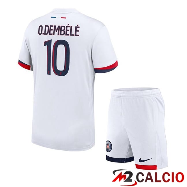 Maglie Calcio Paris PSG (O.Dembélé 10) Bambino Seconda Bianco 2024/2025