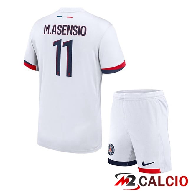 Maglie Calcio Paris PSG (M.Asensio 11) Bambino Seconda Bianco 2024/2025