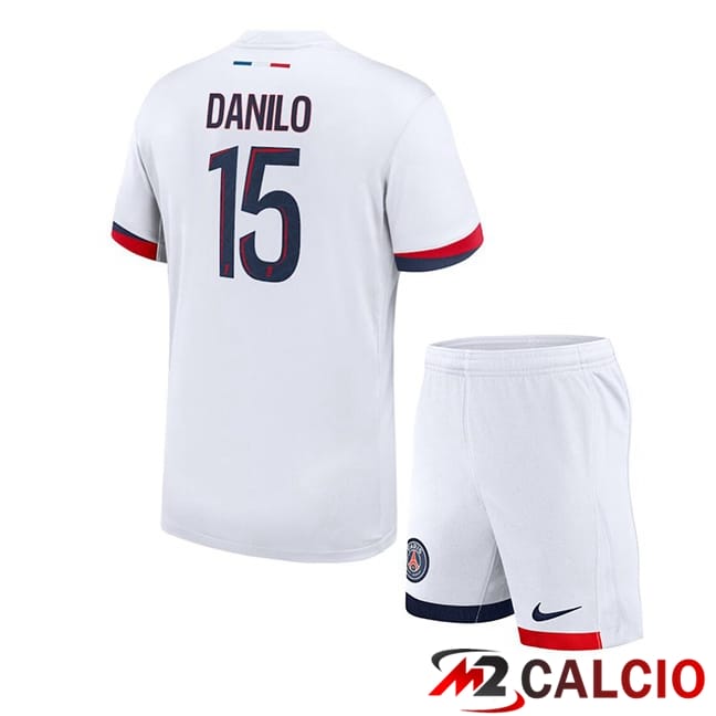 Maglie Calcio Paris PSG (Danilo 15) Bambino Seconda Bianco 2024/2025
