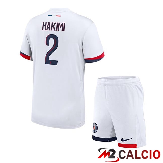 Maglie Calcio Paris PSG (Hakimi 2) Bambino Seconda Bianco 2024/2025