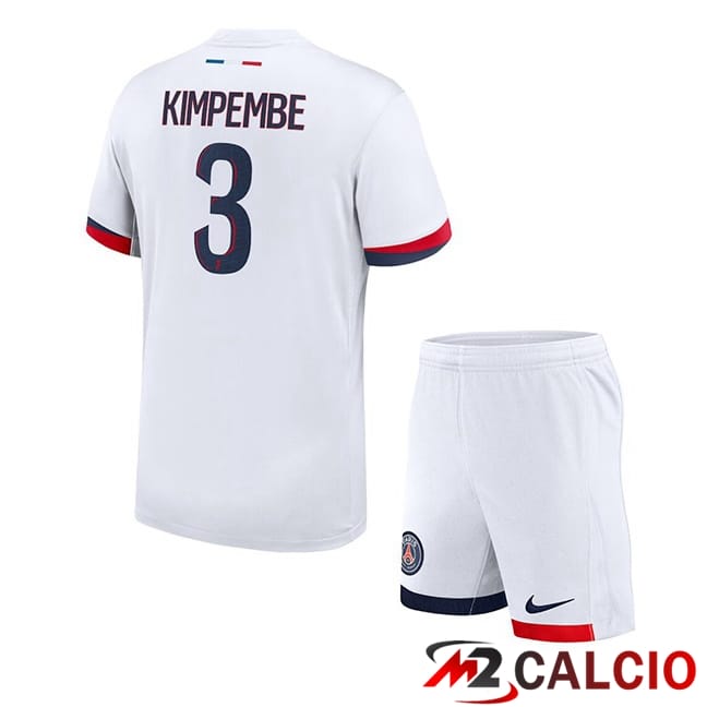 Maglie Calcio Paris PSG (Kimpembe 3) Bambino Seconda Bianco 2024/2025