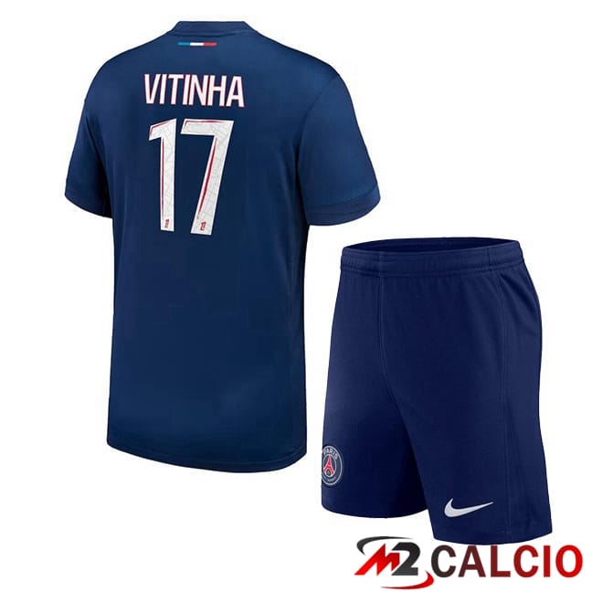 Maglie Calcio Paris PSG (Vitinha 17) Bambino Prima Blu Reale 2024/2025