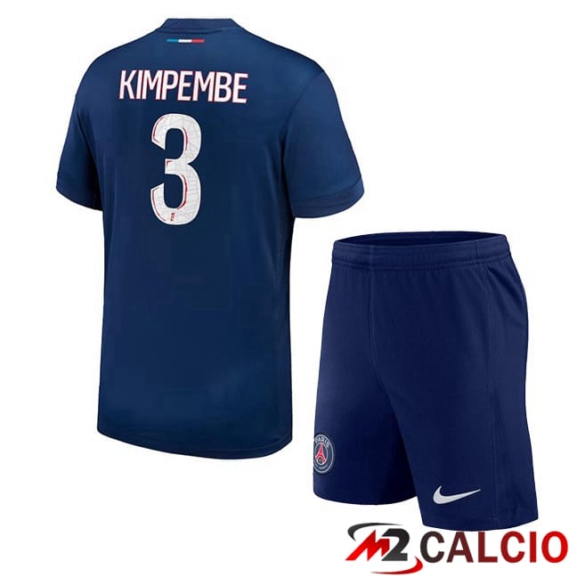 Maglie Calcio Paris PSG (Kimpembe 3) Bambino Prima Blu Reale 2024/2025