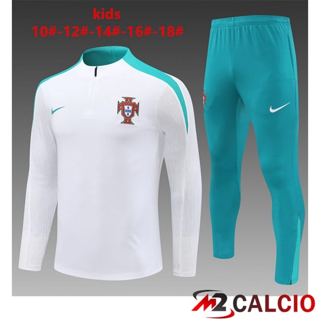 Insieme Tuta Calcio Portogallo Bambino Bianco 2024/2025
