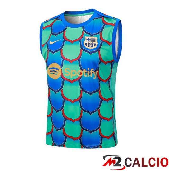 Canotta Allenamento FC Barcellona Verde Blu 2024/2025