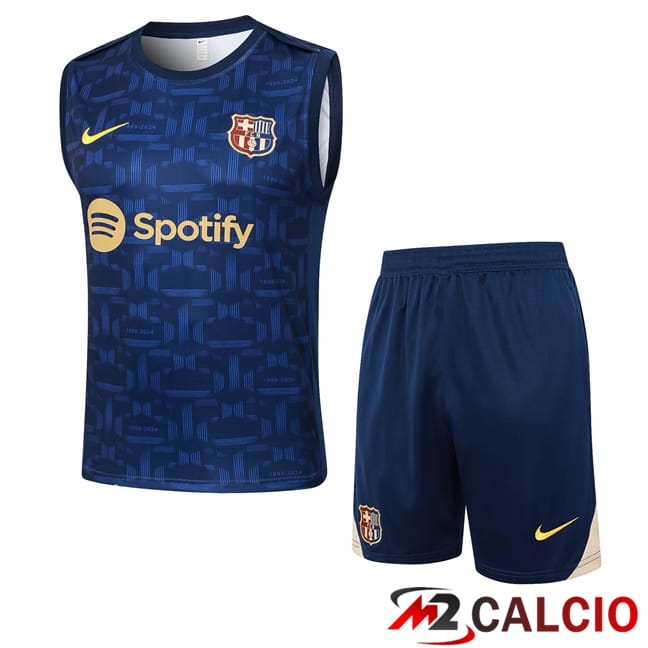 Canotta Allenamento FC Barcellona + Pantaloncini Blu Reale 2024/2025