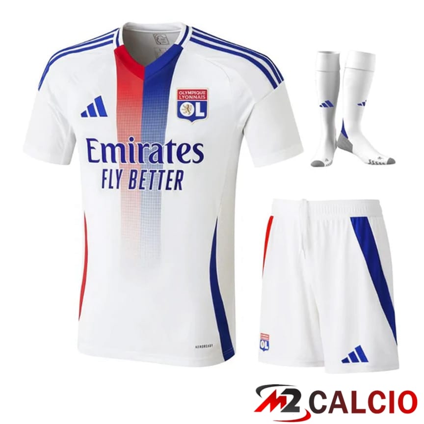 Insieme Maglie Calcio Lione OL Seconda (Pantaloncini + Calzini) 2024/2025
