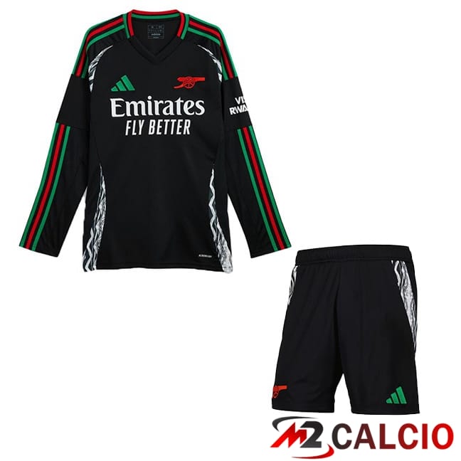 Maglie Calcio Arsenal Bambino Seconda Manica Lunga Nero 2024/2025