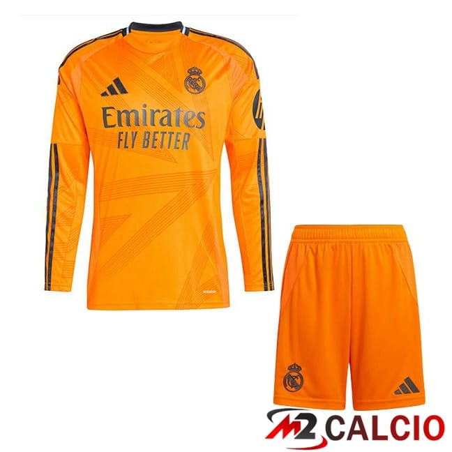 Maglie Calcio Real Madrid Bambino Seconda Manica Lunga Arancia 2024/2025