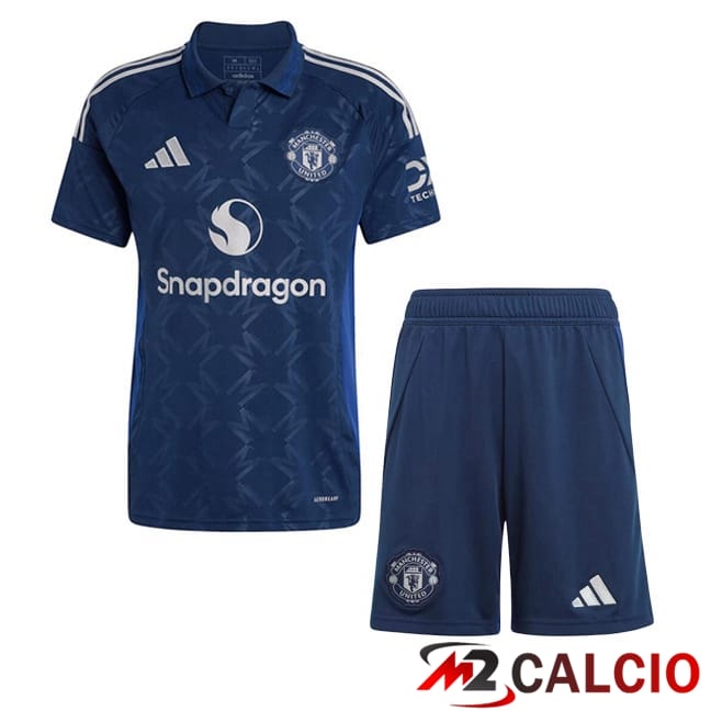 Maglie Calcio Manchester United Bambino Seconda Blu 2024/2025