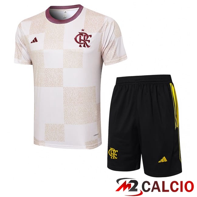 Insieme T Shirt Allenamento Flamengo + Pantaloncini Bianco 2024/2025