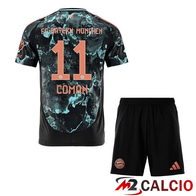 Maglie Calcio Bayern Monaco (Coman 11) Bambino Seconda Nero 2024/2025