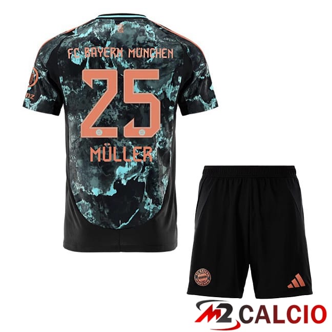 Maglie Calcio Bayern Monaco (Müller 25) Bambino Seconda Nero 2024/2025