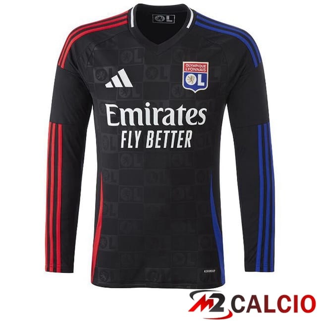 Maglie Calcio Lione OL Seconda Manica Lunga Nero 2024/2025