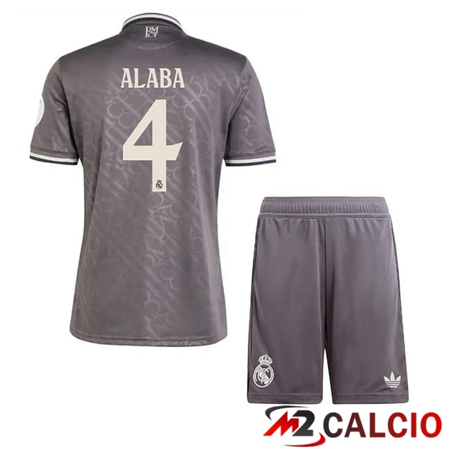 Maglie Calcio Real Madrid (Alaba 4) Bambino Terza Grigio 2024/2025