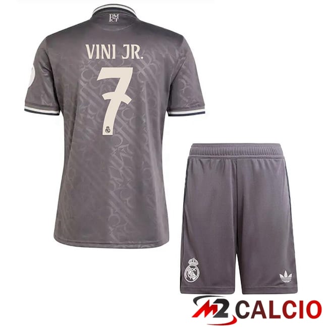Maglie Calcio Real Madrid (Vini Jr. 7) Bambino Terza Grigio 2024/2025