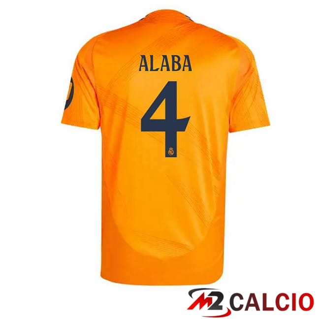 Maglie Calcio Real Madrid (Alaba 4) Seconda Arancia 2024/2025