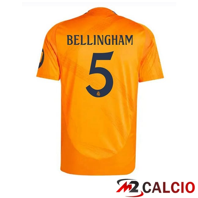 Maglie Calcio Real Madrid (Bellingham 5) Seconda Arancia 2024/2025