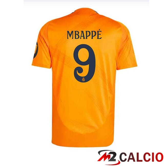 Maglie Calcio Real Madrid (Mbappé 9) Seconda Arancia 2024/2025