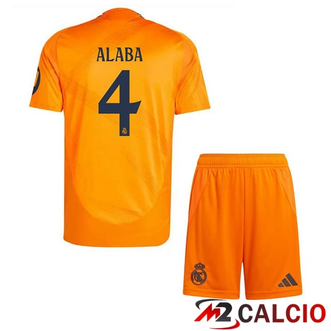 Maglie Calcio Real Madrid (Alaba 4) Bambino Seconda Arancia 2024/2025