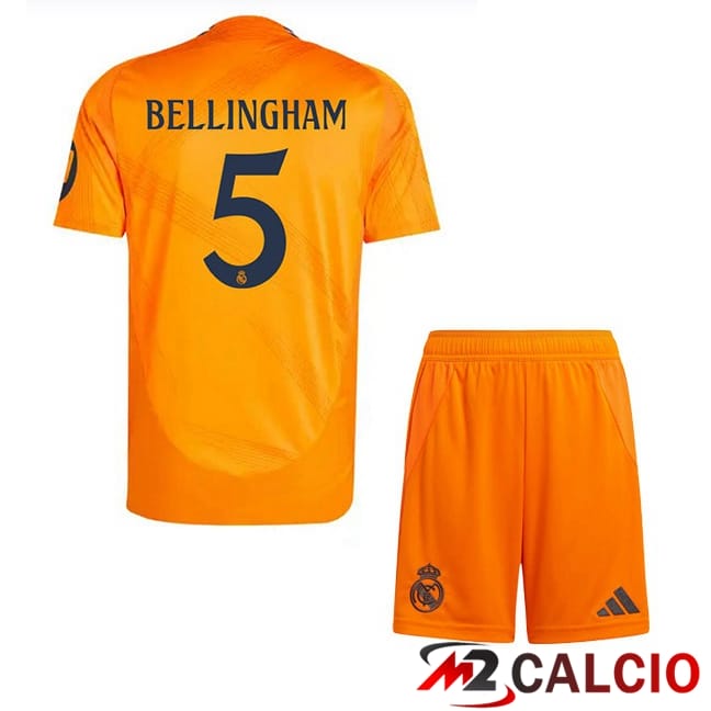 Maglie Calcio Real Madrid (Bellingham 5) Bambino Seconda Arancia 2024/2025