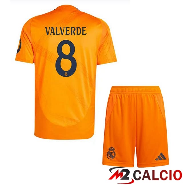 Maglie Calcio Real Madrid (Kroos 8) Bambino Seconda Arancia 2024/2025