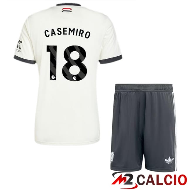 Maglie Calcio Manchester United (Casemiro 18) Bambino Terza Bianco 2024/2025
