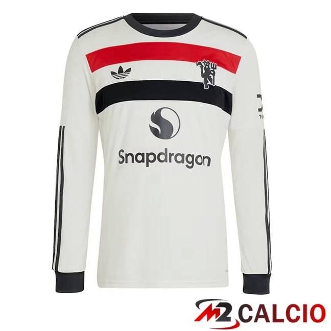 Maglie Calcio Manchester United Terza Manica Lunga Bianco 2024/2025