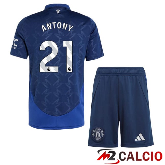 Maglie Calcio Manchester United (Antony 21) Bambino Seconda Blu 2024/2025