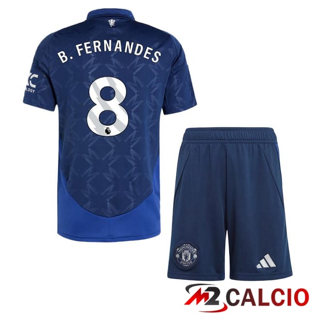 Maglie Calcio Manchester United (B.Fernandes 8) Bambino Seconda Blu 2024/2025