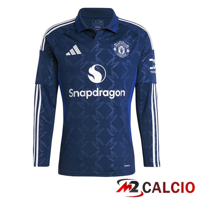 Maglie Calcio Manchester United Seconda Manica Lunga Blu 2024/2025