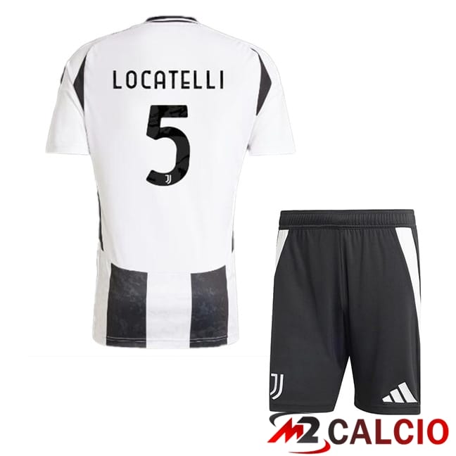 Maglie Calcio Juventus (LOCATELLI 5) Bambino Prima Nero Bianco 2024/2025