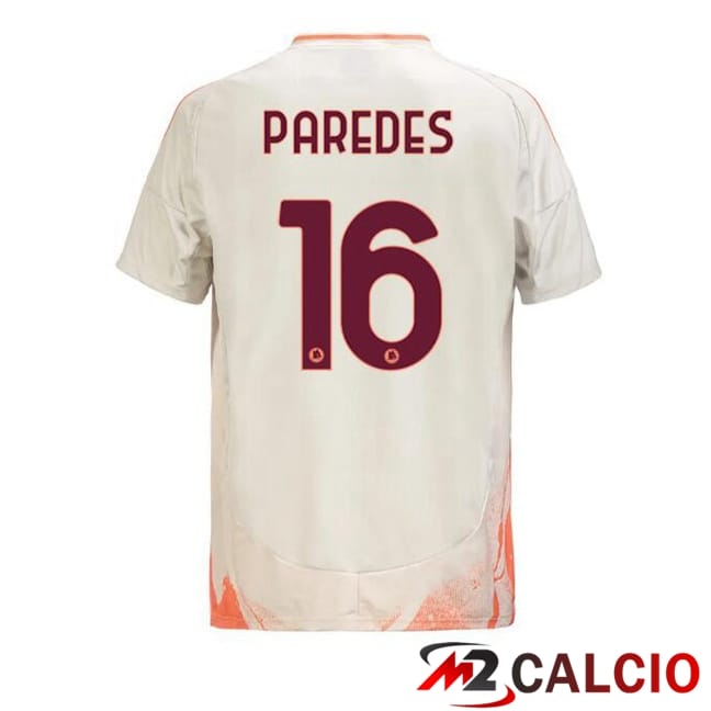 Maglie Calcio AS Roma (PAREDES 16) Seconda Bianco 2024/2025